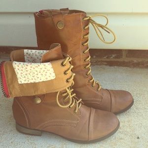 Charles Albert combat boot with fold over cuff